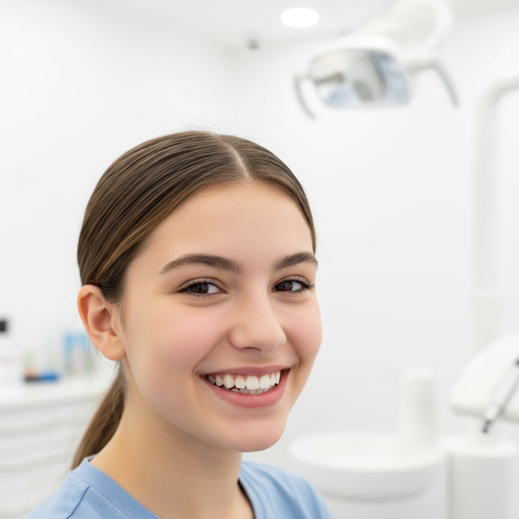 Teen with clear aligners