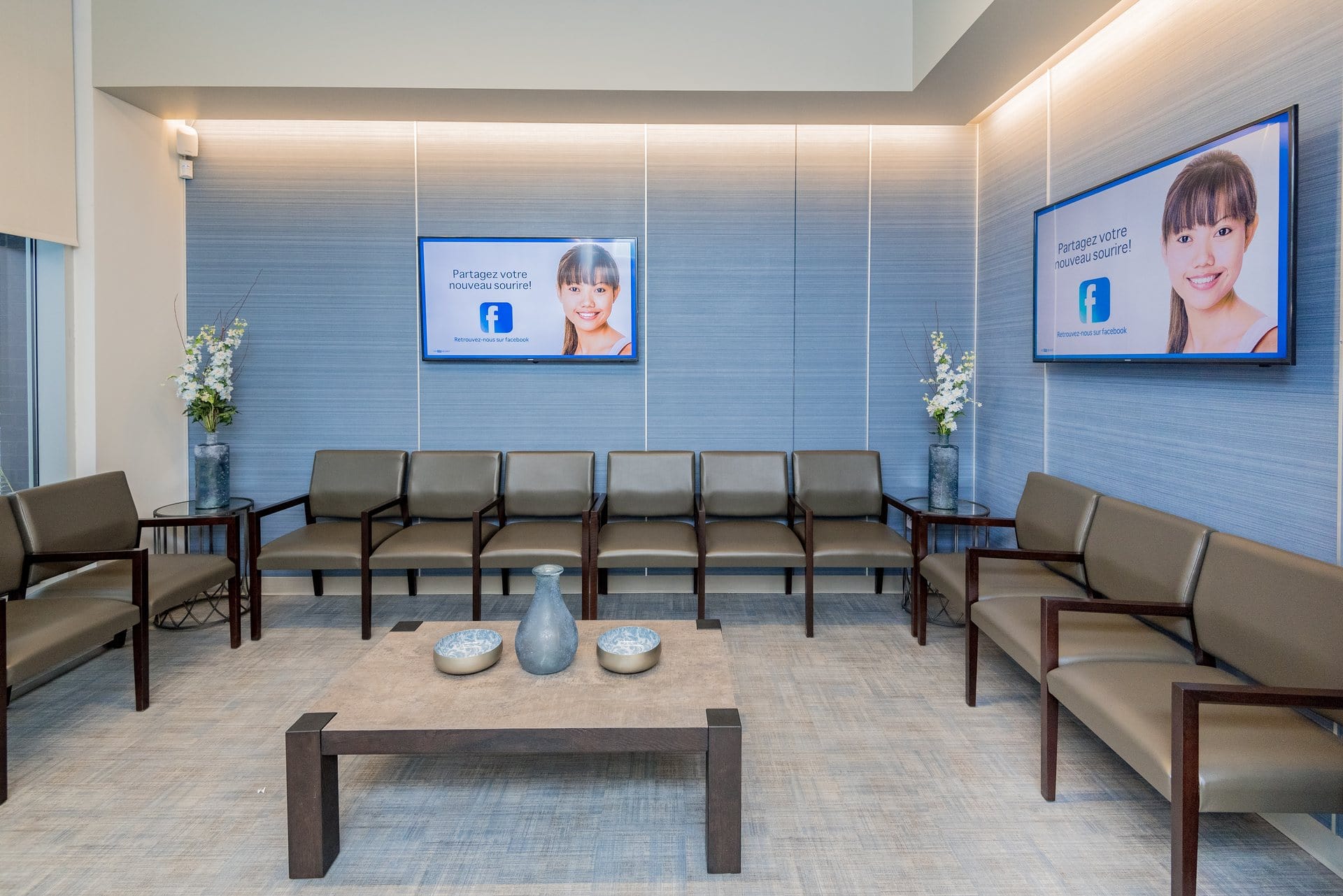 Modern waiting room with comfortable sofas